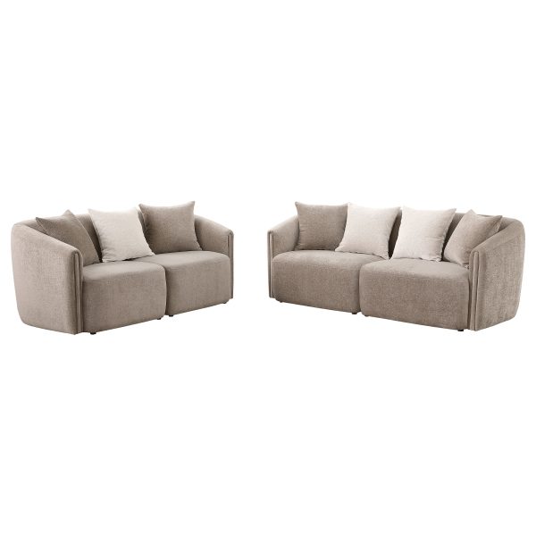 Townsend Chenille Upholstered Sofa Set Latte - Image 7