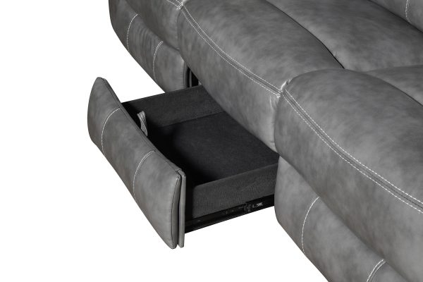 Conrad Upholstered Padded Arm Motion Sofa Set Grey - Image 4