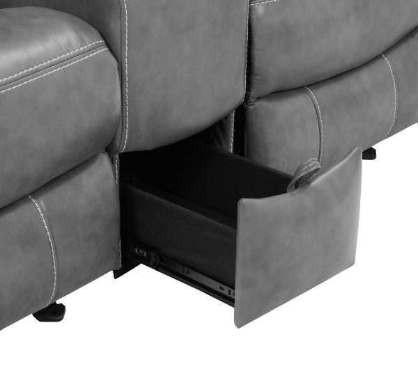 Conrad Upholstered Padded Arm Motion Sofa Set Grey - Image 7