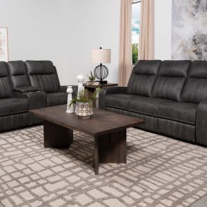 Raelynn Upholstered Reclining Sofa Set Grey