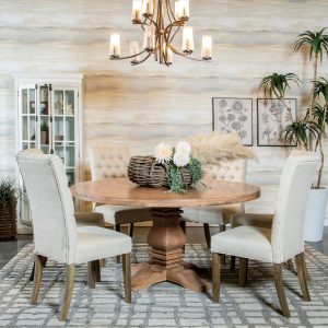 Florence Round Dining Table Set Rustic Honey