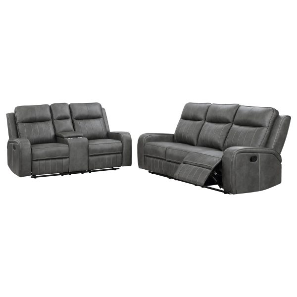 Raelynn Upholstered Reclining Sofa Set Grey - Image 9