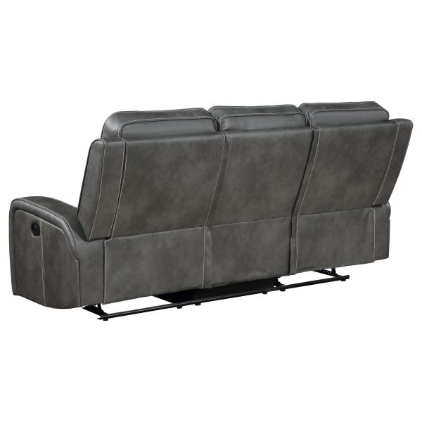 Raelynn Upholstered Reclining Sofa Set Grey - Image 3