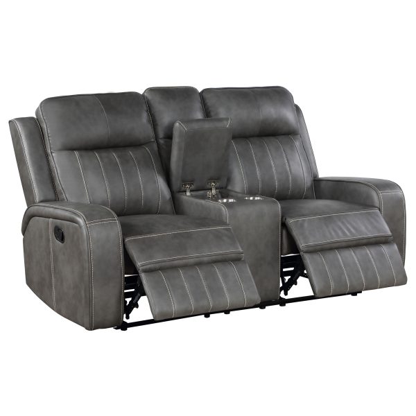 Raelynn Upholstered Reclining Sofa Set Grey - Image 4