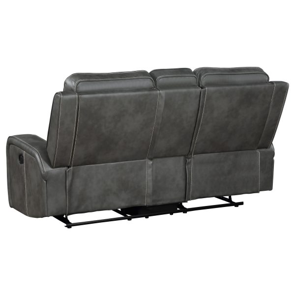 Raelynn Upholstered Reclining Sofa Set Grey - Image 5