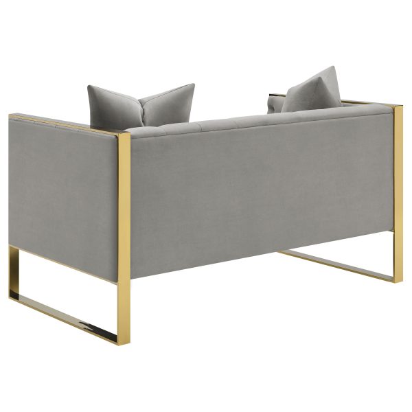 Eastbrook Velvet Upholstered Tufted Sofa Set Grey - Image 4