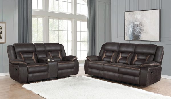 Greer Upholstered Reclining Sofa Set - Image 6