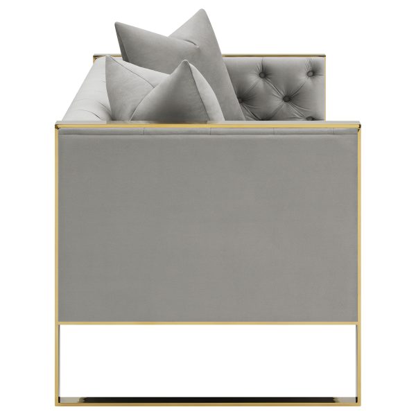 Eastbrook Velvet Upholstered Tufted Sofa Set Grey - Image 3