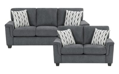2pc Set: Sofa, Love Light Grey
