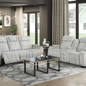 2pc Set: Sofa, Love Seat Grey 2