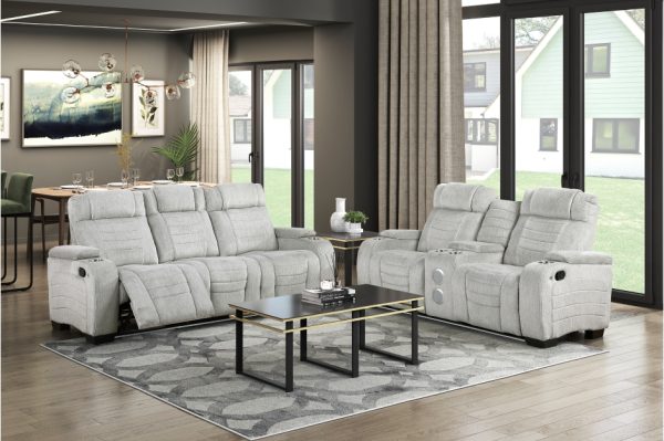 2pc Set: Sofa, Love Seat Grey 2