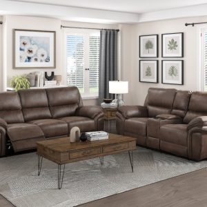 2pc Set: Sofa, Love Seat Brown 2